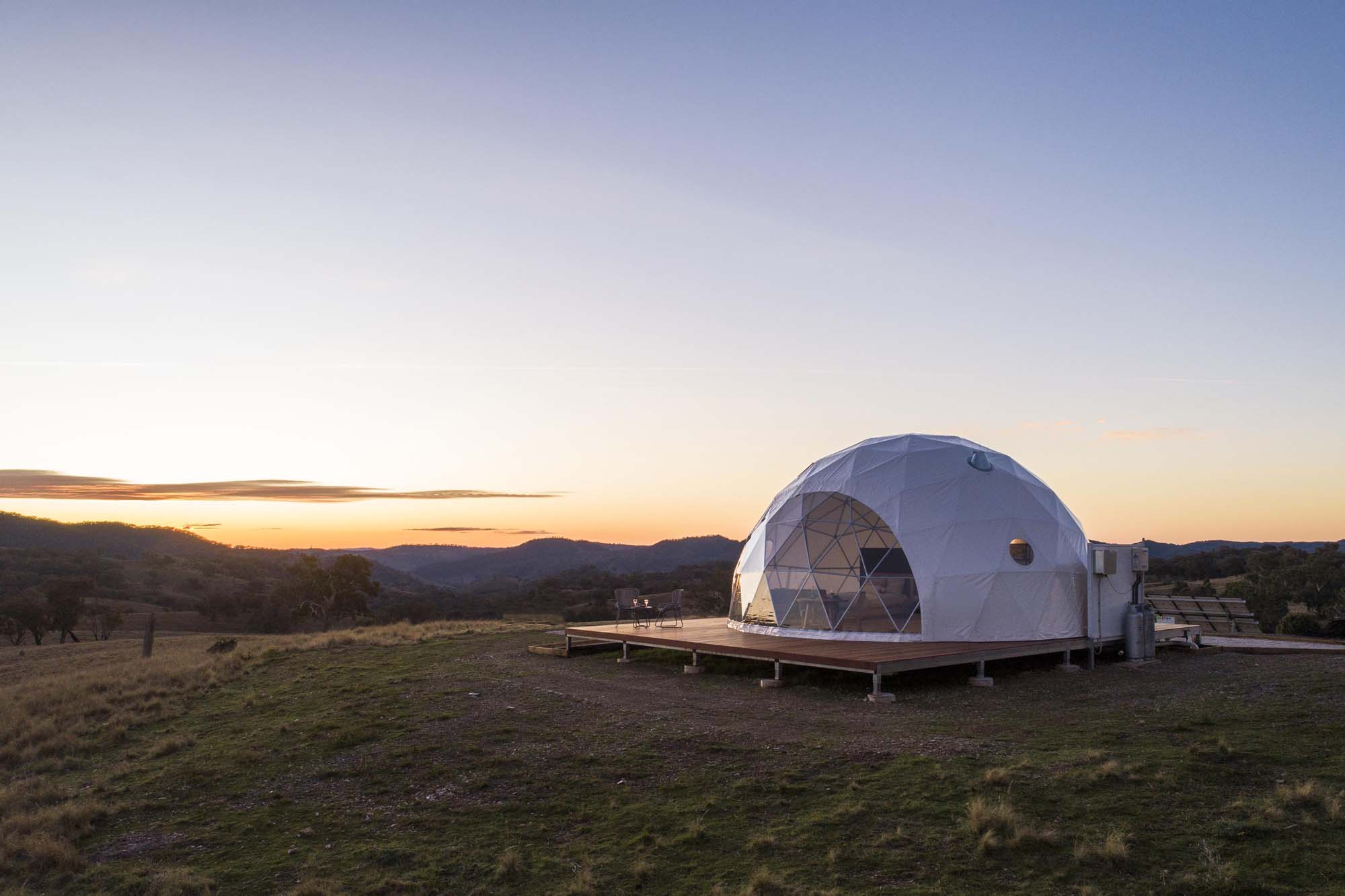 Hideaway Domes at sunset